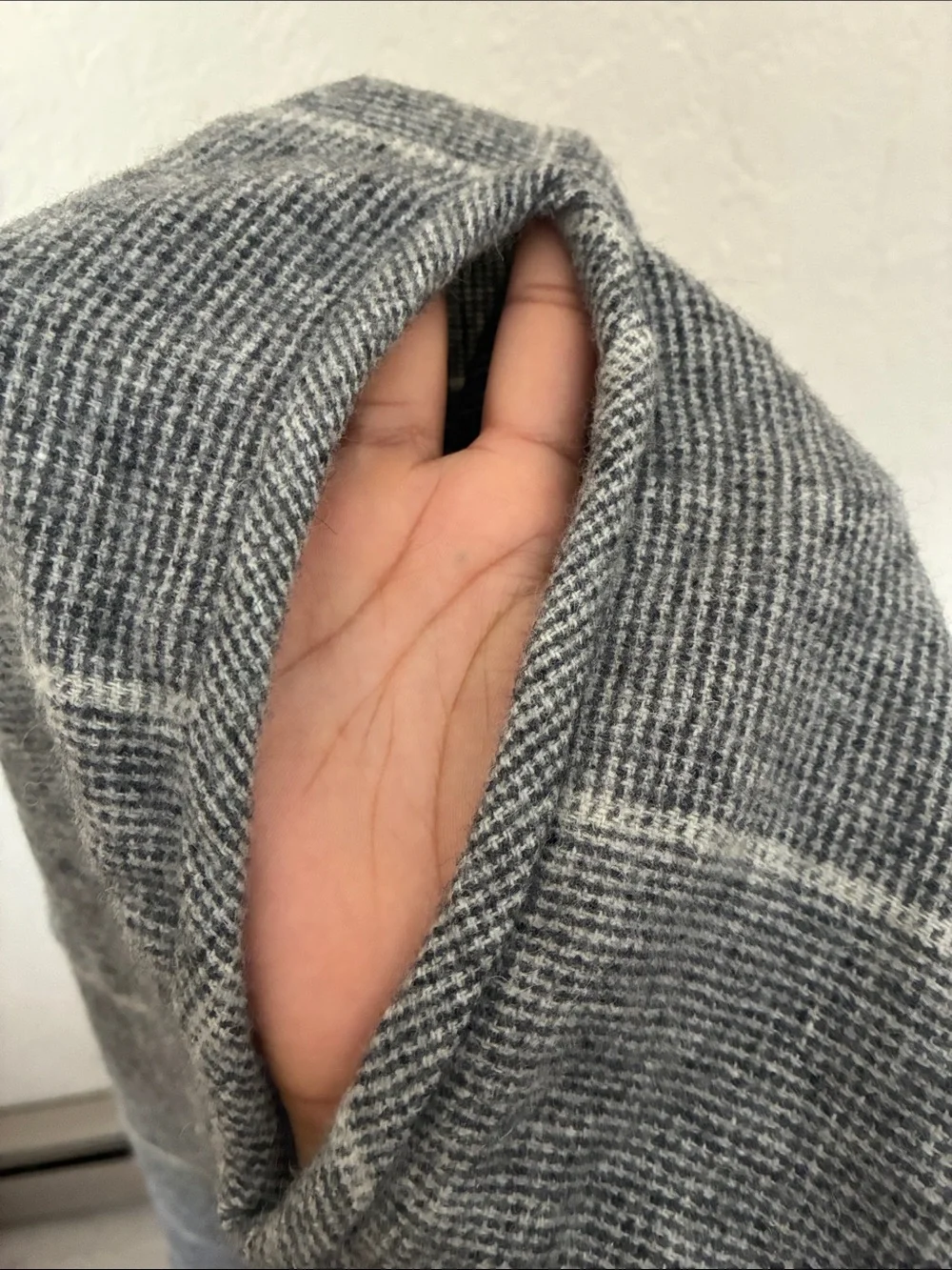 Madewell Gray Windowpane Fringe Scarf